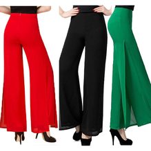 2016 Summer High Quality Fashion OL Temperament Women Chiffon Wide Leg Pants Plus Size S - 4XL Black White Red Trousers pants 2024 - buy cheap