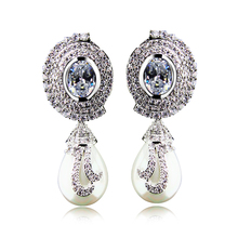 Free shipment women Earring white gold/ white color w/ AAA Cubic zircon big earring Drop Earrings fashion jewelry new arrival 2024 - купить недорого