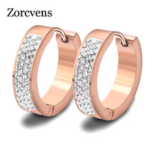 ZORCVENS 2022 New Fashion Rose Gold Color Hoop Earrings High Quality White Crystal Cubic Zirconia Earings for Women 2024 - buy cheap