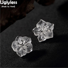 Uglyless-pendientes de cristal blanco transparente Natural para mujer, aretes, flor de ciruelo, joyería romántica, moda 2024 - compra barato