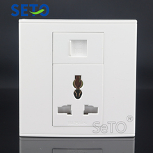 SeTo 86 Type Gigabit Network RJ45 Cat6 + Three Hole Power Socket Wall Plate Socket Keystone Faceplate 2024 - buy cheap