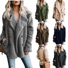 Casaco de pele quente, casaco de pele quente da moda, jaqueta com lapela, manga comprida, gancho, capa 2024 - compre barato