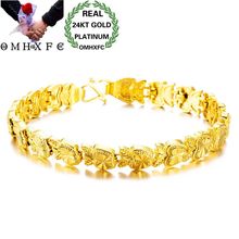 Hxomfc pulseiras femininas de ouro, braceletes elegantes de 24k para festa de aniversário, casamento e presente de apple link, be225 2024 - compre barato