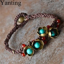 Yanting Vintage Stone Bracelets For Women Ethnic Jewelry Copper Alloy Flower Ethnic Handmade Bracelet Women Female Gift 026 2024 - buy cheap