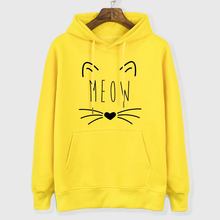 Women's Sweatshirt Autumn Winter 2018 New Fashion Hooded Hoodies Lady Harajuku Coat Kawaii Cat MEOW Female Sweatshirt Kpop Hoody 2024 - buy cheap