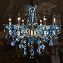 led e14 European Iron Blue Crystal Chandelier Lighting Suspension Luminaire Lampen lustre For Foyer Bedroom 2024 - buy cheap
