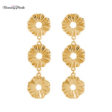 Banny Pink Simple Metal Flower Statement Studs Earrings For Women Party Geometric Round Circle Pendant Post Earrings Brincos 2024 - buy cheap