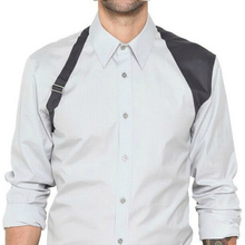 S-5XL ! 2016 New Men's clothing brief color block shoulder strap decoration shirt summer slim shirt plus size Singer costumes 2024 - buy cheap