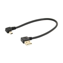100 шт. мини USB 5 контактов 90 градусов правый угловой штекер на левый USB 2,0 штекер зарядный кабель 20 см 2024 - купить недорого