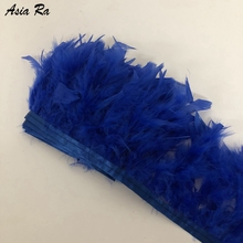 5 metros de cor azul real tingido real natural peru pena guarnição franjas fitas 10-15cm largura diy moda pena laço casamento 2024 - compre barato