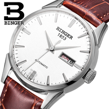 Genuine Switzerland BINGER Brand Mens automatic mechanical self-wind sapphire watch leather strap waterproof table calendar 2024 - buy cheap