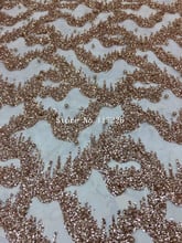 New design rose gold  sparkle print glued glitter powder tulle mesh lace fabric for sawing/ evening dress/stage 2024 - buy cheap