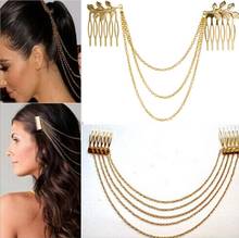 Women Hair Combs Metal Tassel Chain Ladies Headband Hair Accessories Clip Bridal Leaf Headwear Bijoux Drop Shipping 2024 - buy cheap