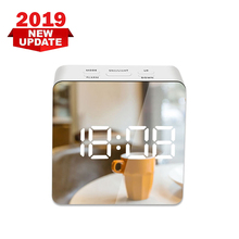 LED Square Digital Alarm Clock USB Charging Electronic Clock PC Anti-drop Makeup Mirror Night Temperature Brightness Can Be Set 2024 - buy cheap