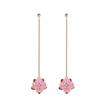 New Arrival Simple Design Drop Earring Long Pink Enamel Flower Romantic Earring For Women Top Wedding Gift Earring Jewelry 2024 - buy cheap