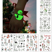 Elf Tree Snowman Luminous Temporary Tattoo Sticker Christmas Ornaments New Year Decorations Navidad Neol Christmas Accessories 2024 - buy cheap