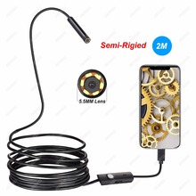 Semi-Rigied 1/1. 5/2/3.5/5 m 5.5mm 6 LED Mini USB Endoscópio Endoscópio Camera 480 p À Prova D' Água câmera de inspeção Para Android PC 2024 - compre barato