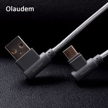 Olaudem Mobile Phone Cable USB Type C Cables 90 Degree Fast Charging USB Type-C For Samsung Huawei Nylon Cord For Charging CB037 2024 - buy cheap