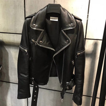 ladies real leather jacket women quality genuine leather jacket moto&biker leather jacket 2024 - buy cheap