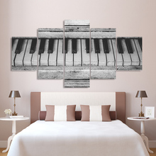 Imagens modulares para sala de estar, teclado de piano antigo, 5 painéis, pintura de arte em parede, tela impressa em hd, pôster para casa 2024 - compre barato