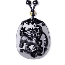 Colgante de obsidiana Kirin para hombres, collar de amuleto de obsidiana QiLinXianbao, joyería de cristal fino, venta al por mayor, envío directo 2024 - compra barato
