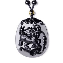 Drop Shipping Obsidian Kirin Pendant Wholesale Black A Obsidian QiLinXianbao Amulet Necklace Men Fine Crystal Jewelry 2024 - buy cheap