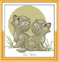 The wolf (2) cross stitch kit animal 18ct 14ct count canvas stitching embroidery DIY handmade needlework plus 2024 - buy cheap