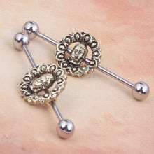 14G 38mm Buddha Industrial Barbell Ear Ring Body Piercing Jewellery New style Punk Earring Bar for Man woman 2024 - buy cheap