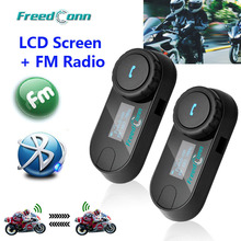 Оригинальный FreedConn 2 предмета TCOM-SC BT Bluetooth переговорное устройство для мотоциклетного шлема Interphone гарнитура с ЖК-дисплей Экран + FM радио 2022 - купить недорого