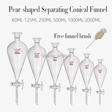 1PC 60ml to 1000ml pear-shaped Separating Conical Funnel With Glass Ground-in Stopper Glass Lab Glassware 2024 - buy cheap