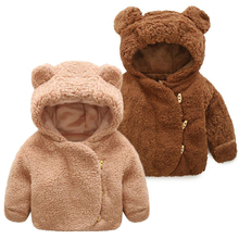 Casaco de lã engrossado fofo de urso, outono e inverno 2019 para crianças pequenas, blusa de veludo para meninas e bebês 2024 - compre barato