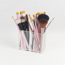 Acrylic 2 Grids/Slots Makeup Brush/Eyebrow Organizer Pen Pencil Storage Box Transparent Cotton Swab Lipsticks Storage Case Boxes 2024 - buy cheap