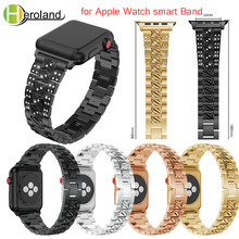 Pulseira de aço inoxidável para apple watch, pulseira de metal com strass e diamante de 38mm/42mm para apple watch séries 4 3 2 1 2024 - compre barato