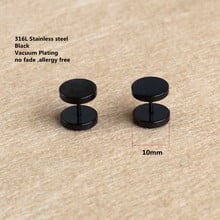 10mm Round Cookies Titanium Screw-back Stud Earrings Black Vacuum Plating 316 L Stainless Steel No Fade No Allergy 2024 - buy cheap