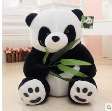 large 40 cm sitting Panda with bamboo plush toy Christmas gift w0704 2024 - buy cheap