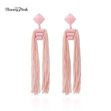 Banny Pink Bohemia Long Nylon Tassel Earrings For Women Ethnic Fringed Statement Pendant Wedding Drop Dangle Earrings Brincos 2024 - buy cheap