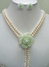 Beautiful real pearl gem stone flower pendant necklace earring Wonderful Nobility Fine Wedding Jewelry Lucky Women's 925  2024 - buy cheap