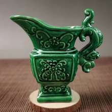 Exquisita taza de vino de porcelana decorativa con diseño de flor y bestia, esmalte verde clásico chino, exquisito 2024 - compra barato