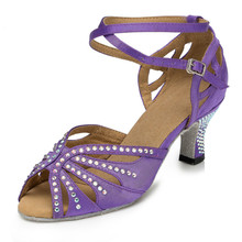 Женская обувь; Цвет фиолетовый, черный; 4 цвета; Популярная пикантная обувь для латинских бальных танцев, сальсы, танго; Сандалии; Профессиональная танцевальная обувь для женщин 2024 - купить недорого