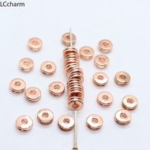 60pcs Alloy Rose Gold Smooth Round Shape Charm Loose Spacer Beads 6.5x2mm DIY Beading Jewelry Findings 2024 - buy cheap