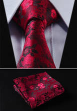 TF2005R8 Red Floral 3.4" Silk Woven Men Tie Necktie Handkerchief Set Party Wedding Classic Pocket Square Tie 2024 - buy cheap