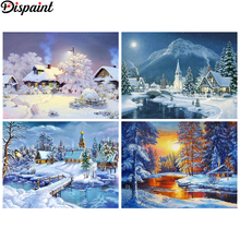 Dispaint Full cuadrado/redondo taladro 5D DIY diamante pintura "Casa nieve invierno" 3D bordado punto de cruz 5D hogar Decoración regalo 2024 - compra barato