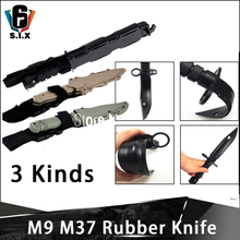 Survival Tactical Real Combat Fight Tactical Training M9 Rubber Bayonet With Plastic Holster M37 141 Knife Cosplay Toys 2024 - buy cheap