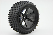 Pre-Glued 4pcs 1/10 Buggy Tires Tyre(Off-Road) 6 Spoke Black Wheel Rim fits for 1:10 4WD Buggy Car 1/10 Tire 2024 - buy cheap