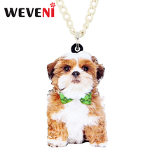WEVENI Statement Acrylic Sweet Chinese Shih Tzu Dog Necklace Pendant Collier Anime Animal Jewelry For Women Girls Gift Wholesale 2024 - buy cheap
