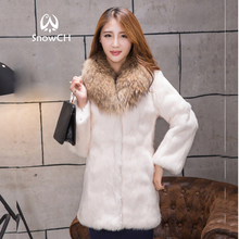 2018 new real Rabbit Fur Coat with raccoon fur collar women full pelt rabbit fur jacket customized big size free shipping F843 2024 - buy cheap