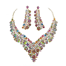 Набор ювелирных украшений с квадратным разноцветным кристаллом и блестящим горным хрусталем, набор сережек для свадебной вечеринки 2024 - купить недорого