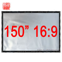 150 polegadas 16:9 chinês barato portátil cinza pvc metal prata tela de projeção película com ilhões borda sem moldura 2024 - compre barato