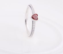 Anéis de casamento 925 prata esterlina vermelha cristal formato de coração anéis joias femininas marca europeia 2024 - compre barato