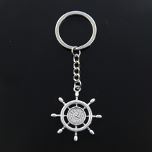 Hot Fashion Rudder Helm Anchor Ship Clock 40x35mm Pendant 30mm Key Ring Chain Silver Color Men Car Gift Keychain Dropshipping 2024 - buy cheap